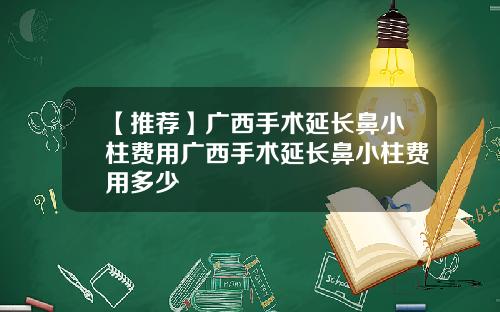 【推荐】广西手术延长鼻小柱费用广西手术延长鼻小柱费用多少