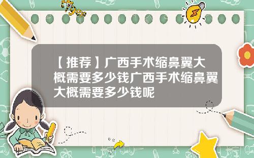 【推荐】广西手术缩鼻翼大概需要多少钱广西手术缩鼻翼大概需要多少钱呢