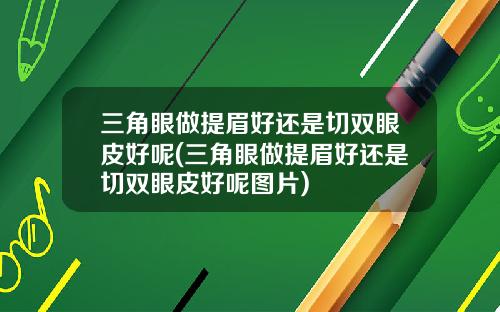 三角眼做提眉好还是切双眼皮好呢(三角眼做提眉好还是切双眼皮好呢图片)