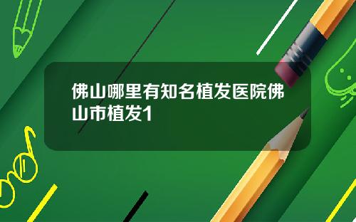 佛山哪里有知名植发医院佛山市植发1