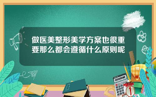 做医美整形美学方案也很重要那么都会遵循什么原则呢