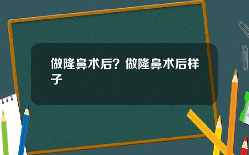 做隆鼻术后？做隆鼻术后样子