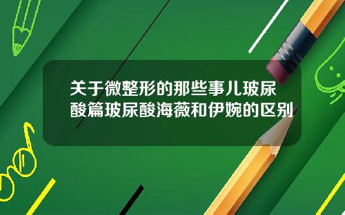 关于微整形的那些事儿玻尿酸篇玻尿酸海薇和伊婉的区别