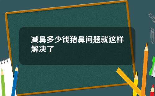 减鼻多少钱猪鼻问题就这样解决了
