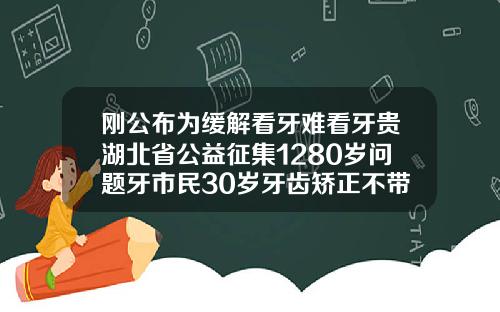 刚公布为缓解看牙难看牙贵湖北省公益征集1280岁问题牙市民30岁牙齿矫正不带套