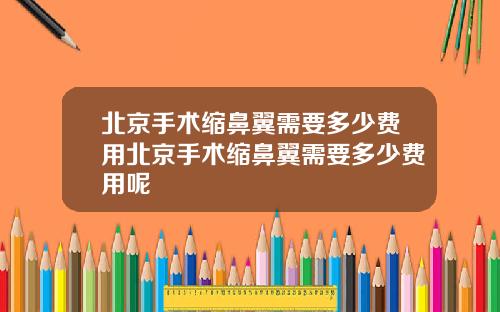 北京手术缩鼻翼需要多少费用北京手术缩鼻翼需要多少费用呢