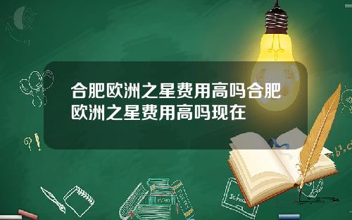 合肥欧洲之星费用高吗合肥欧洲之星费用高吗现在