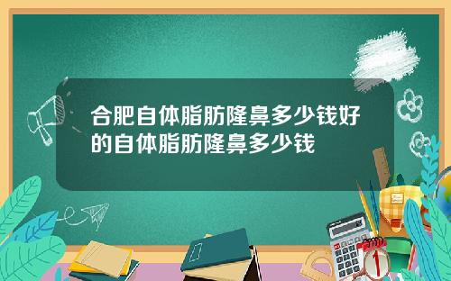 合肥自体脂肪隆鼻多少钱好的自体脂肪隆鼻多少钱