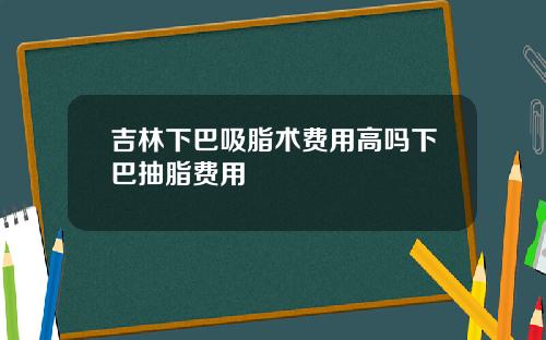 吉林下巴吸脂术费用高吗下巴抽脂费用