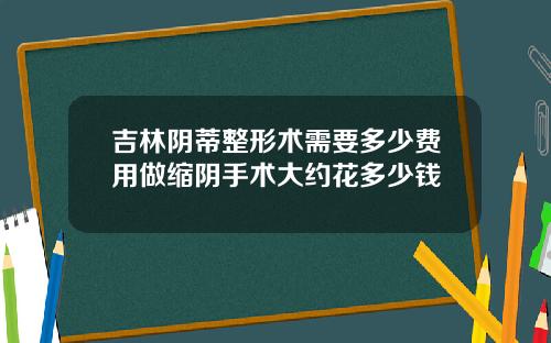 吉林阴蒂整形术需要多少费用做缩阴手术大约花多少钱