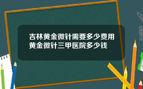 吉林黄金微针需要多少费用黄金微针三甲医院多少钱