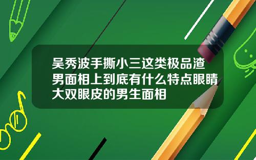 吴秀波手撕小三这类极品渣男面相上到底有什么特点眼睛大双眼皮的男生面相
