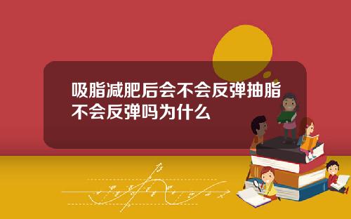 吸脂减肥后会不会反弹抽脂不会反弹吗为什么