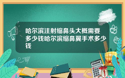 哈尔滨注射缩鼻头大概需要多少钱哈尔滨缩鼻翼手术多少钱