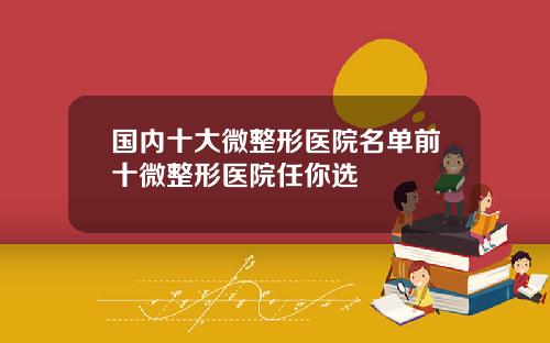 国内十大微整形医院名单前十微整形医院任你选