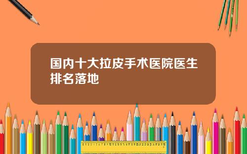 国内十大拉皮手术医院医生排名落地