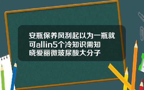安瓶保养风刮起以为一瓶就可allin5个冷知识需知晓爱丽微玻尿酸大分子