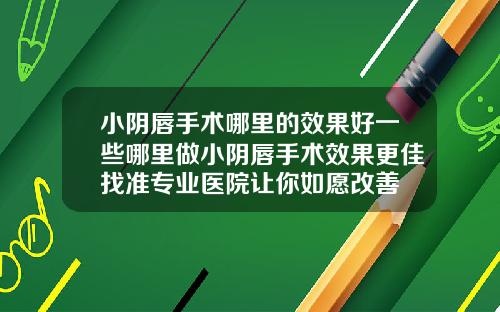 小阴唇手术哪里的效果好一些哪里做小阴唇手术效果更佳找准专业医院让你如愿改善