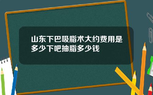 山东下巴吸脂术大约费用是多少下吧抽脂多少钱