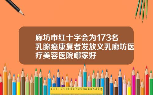 廊坊市红十字会为173名乳腺癌康复者发放义乳廊坊医疗美容医院哪家好