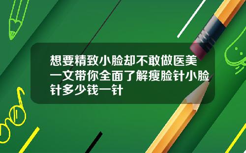 想要精致小脸却不敢做医美一文带你全面了解瘦脸针小脸针多少钱一针
