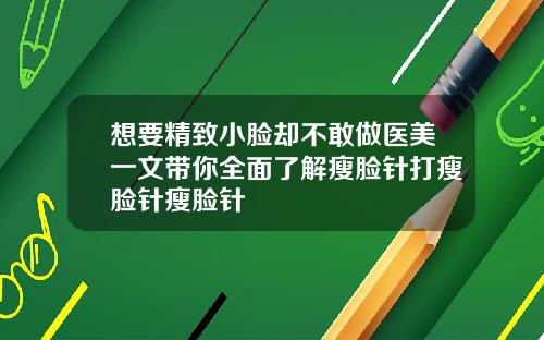 想要精致小脸却不敢做医美一文带你全面了解瘦脸针打瘦脸针瘦脸针