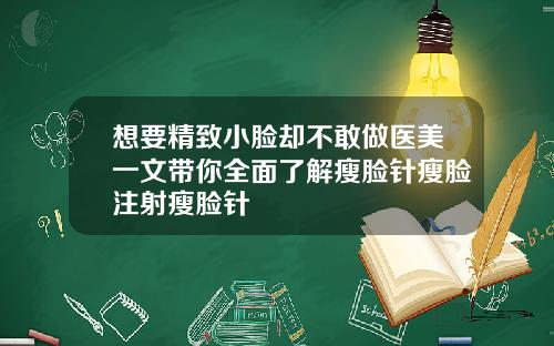 想要精致小脸却不敢做医美一文带你全面了解瘦脸针瘦脸注射瘦脸针