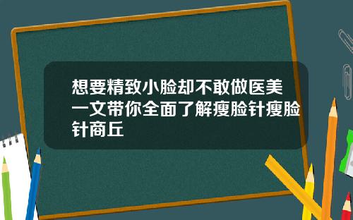 想要精致小脸却不敢做医美一文带你全面了解瘦脸针瘦脸针商丘