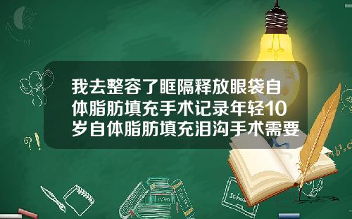我去整容了眶隔释放眼袋自体脂肪填充手术记录年轻10岁自体脂肪填充泪沟手术需要多长时间