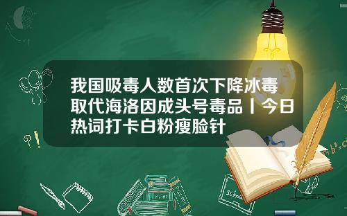 我国吸毒人数首次下降冰毒取代海洛因成头号毒品丨今日热词打卡白粉瘦脸针