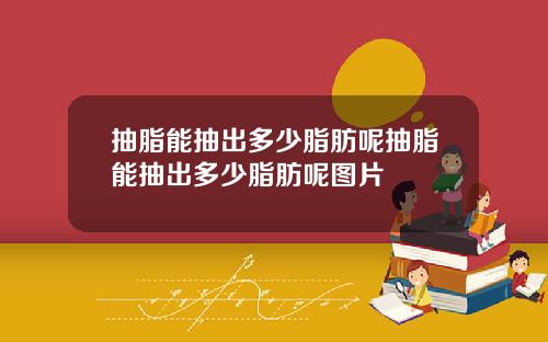 抽脂能抽出多少脂肪呢抽脂能抽出多少脂肪呢图片