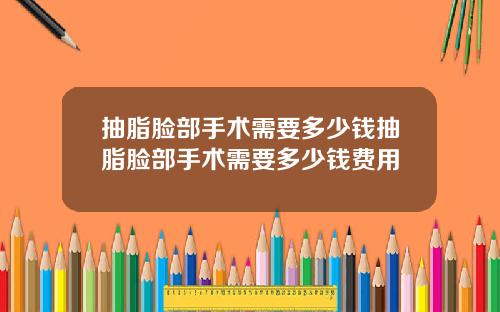 抽脂脸部手术需要多少钱抽脂脸部手术需要多少钱费用