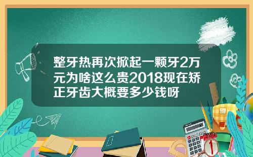 整牙热再次掀起一颗牙2万元为啥这么贵2018现在矫正牙齿大概要多少钱呀
