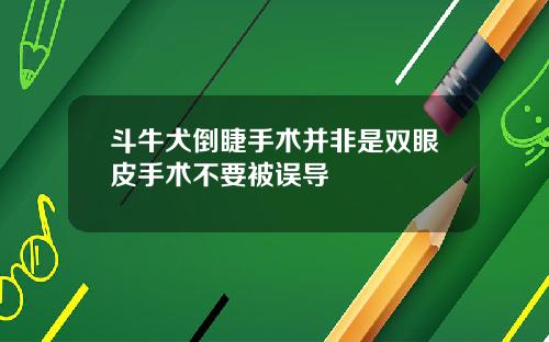 斗牛犬倒睫手术并非是双眼皮手术不要被误导