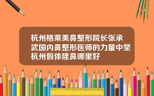 杭州格莱美鼻整形院长张承武国内鼻整形医师的力量中坚杭州假体隆鼻哪里好