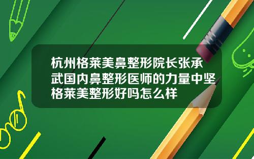 杭州格莱美鼻整形院长张承武国内鼻整形医师的力量中坚格莱美整形好吗怎么样