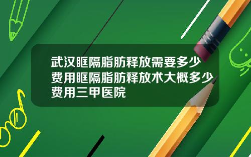 武汉眶隔脂肪释放需要多少费用眶隔脂肪释放术大概多少费用三甲医院