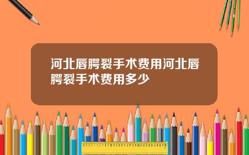 河北唇腭裂手术费用河北唇腭裂手术费用多少