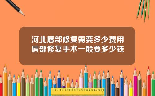 河北唇部修复需要多少费用唇部修复手术一般要多少钱