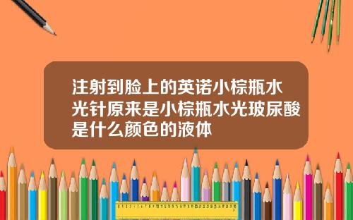 注射到脸上的英诺小棕瓶水光针原来是小棕瓶水光玻尿酸是什么颜色的液体