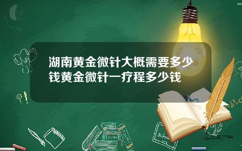 湖南黄金微针大概需要多少钱黄金微针一疗程多少钱