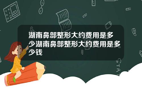 湖南鼻部整形大约费用是多少湖南鼻部整形大约费用是多少钱