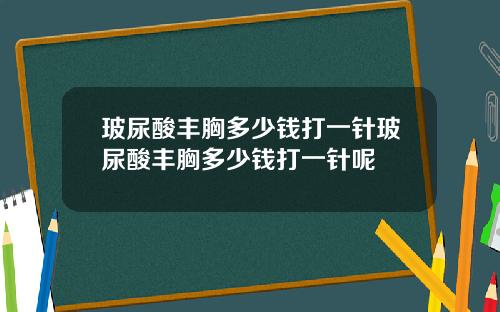 玻尿酸丰胸多少钱打一针玻尿酸丰胸多少钱打一针呢