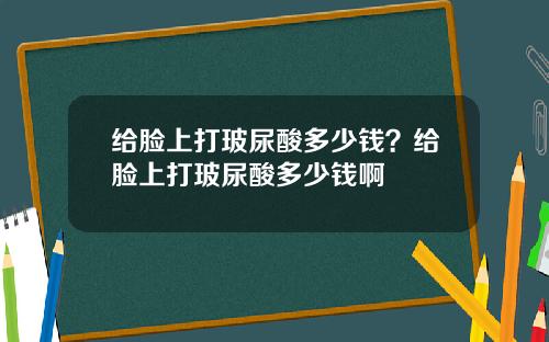 给脸上打玻尿酸多少钱？给脸上打玻尿酸多少钱啊
