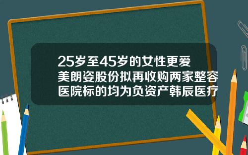 25岁至45岁的女性更爱美朗姿股份拟再收购两家整容医院标的均为负资产韩辰医疗整形美容医院