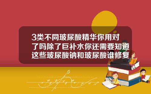 3类不同玻尿酸精华你用对了吗除了巨补水你还需要知道这些玻尿酸钠和玻尿酸谁修复强