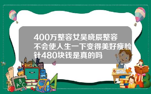 400万整容女吴晓辰整容不会使人生一下变得美好瘦脸针480块钱是真的吗