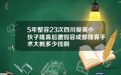 5年整容23次四川爱美小伙子隆鼻后遭毁容成都隆鼻手术大概多少钱啊