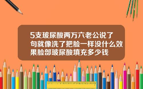 5支玻尿酸两万六老公说了句就像洗了把脸一样没什么效果脸部玻尿酸填充多少钱
